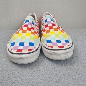 Vans Unisex Slip On Rainbow Chex Skate Shoe Sneaker unisex sizes W 8 , M 6.5